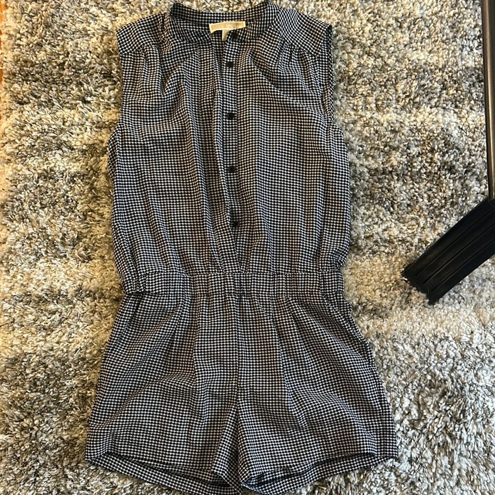 Sleeveless Black and White Checkered Jumpsuit | Michael Kors